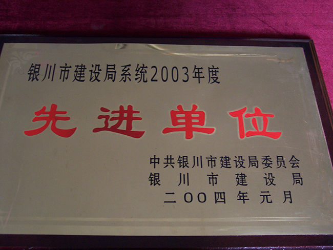 2003年度银川市建设局系统先进单位